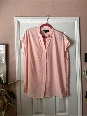 Eloquii Blush Pink Cap-Sleeve V-Neck Tunic Blouse